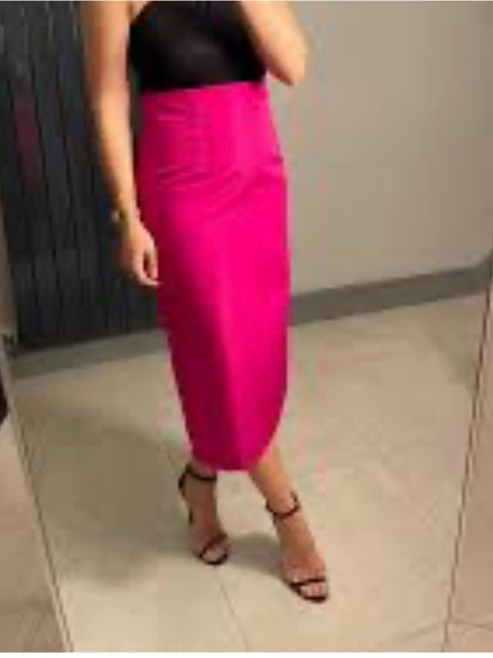 Zara Hot Pink Midi Pencil Skirt
